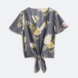 Floral V-Neck Tie-Front Top